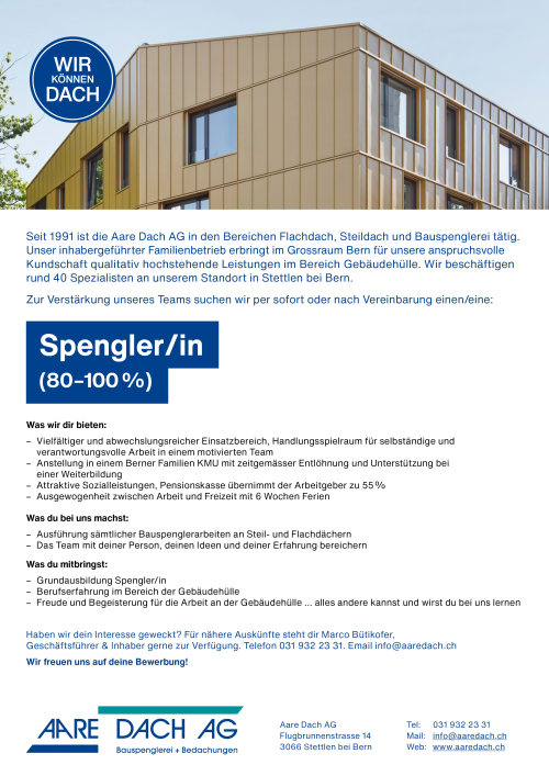 Stellenausschreibung Spenglerin